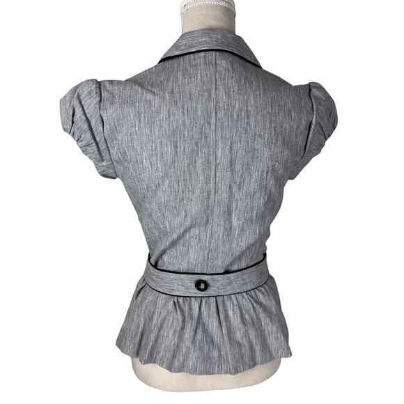 I.N. San Francisco Gray Belted Puff Sleeve Blazer Top Y2K Career Core Medium - Picture 5 of 7